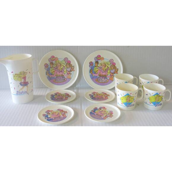 BARBIE Vintage Children's Tea Set 11 Pieces Chilton 1990's Plastic White Toys - Picture 1 of 14